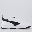 Tênis Puma Rebound V6 LO Jr. Juvenil Branco e Preto