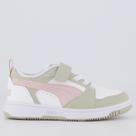 Tênis Puma Rebound V6 LO Juvenil Branco e Bege