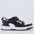 Tênis Puma Rebound V6 LO Juvenil Branco e Preto
