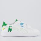Tênis Puma Smash 3.0 Dino V PS Juvenil Branco