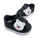 Tênis Sapatinho Infantil Menina e Menino Urso Preto Com Brilho Para Bebês
