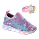 Tenis Sapato Calçado Luz Pisca Pisca Unicornio Meninas com Pulseira