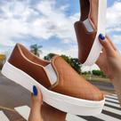 Tênis Slip On Feminino Calce Fácil Confortável Quadradinho