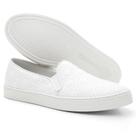 Tênis Slip On Feminino Couro Com Textura Casual Conforto