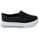 Tênis Slip On Feminino Preto Liso Flatform Detalhe Listra Tênis Slip On Feminino Preto Liso Flatform Detalhe Listra