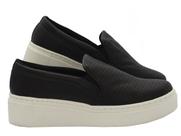 Tênis Slip On Feminino Preto Tressê Solado Branco