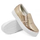 Tênis Slip On Feminino Sola Borracha Calce Fácil Metalizado Costura Reforçada