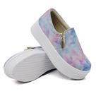 Tênis Slip On Liso Feminino com Zíper Lateral Sola Borracha Alta Flat Dia a Dia Mulher Casual