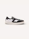 Tênis Sneaker Couro Bicolor Preto e Branco