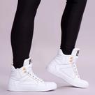 Tênis Sneaker Feminino Cano Alto Academia Couro Legítimo 50130 Várias Cores
