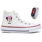 Tênis Star Novo Botinha Minnie Mouse Disney Com Relógio Lançamento