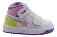 TENIS STREET BB CANO ALTO C/ tiras autocolantes E SILK ESTRELA BRANCO/LILAS TENIS STREET BB CANO ALTO C/ tiras autocolantes E SILK ESTRELA BRANCO/LILAS