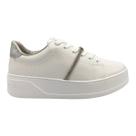Tênis Via Marte Feminino Napa Branco Prata Brilho Sola Alta FlatForm 23001 Original