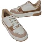 Tenis vizzano 1455.102 casual conforto cadarço branco off/bege/tan/dour
