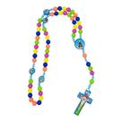 Terço azul infantil nossa senhora aparecida contas coloridas