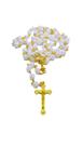Terço Católico Em Rosa branco Primeira Comunhão Crisma Cruz