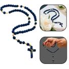 Terço Católico Tradicional Madeira Azul 8 mm