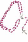 Terço Colar Nossa Senhora Aparecida Contas Formato Rosas 8mm Cor Rosa