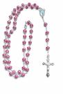 Terço Colar Nossa Senhora Aparecida Contas Formato Rosas Prateadas 8mm Cor Rosa Escuro