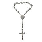 Terço com Crucifixo Prateado Conta 6 mm cor pérola Terço com Crucifixo Prateado Conta 6 mm cor pérola