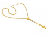 Terço completo em ouro 18k/750 com pedras zirconias transparentes 3mm - rosário