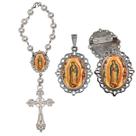Terço de Carro Nossa Senhora de Guadalupe com Broche e Relicario Lembrancinha Religiosa Terços Qualidade Catolico