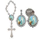 Terço de Carro Nossa Senhora de Lourdes com Broche e Relicario Lembrancinha Religiosa Terços Qualidade Catolico