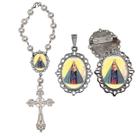 Terço de Carro Nossa Senhora Nazare com Broche e Relicario Lembrancinha Religiosa Terços Qualidade Catolico