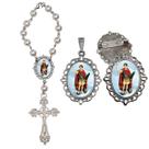 Terço de Carro Santo Expedito com Broche e Relicario Lembrancinha Religiosa Terços Qualidade Catolico