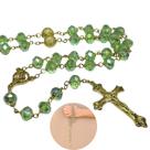 Terço de cristal Austríaco verde claro 8x6mm - Folheado à ouro 18k (Rosário católico) Terço de cristal Austríaco verde claro 8x6mm - Folheado à ouro 18k (Rosário católico)