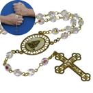 Terço de cristal Tcheco furta cor de 5mm Nossa Senhora Aparecida Folheado à ouro 18k_Rosário Católico