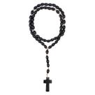 Terço de Madeira 42 cm com Crucifixo Conta 8 mm Preto