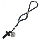 Terço de Madeira com Crucifixo e Medalha Conta 7 mm Preto