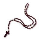 Terço de Madeira Com Crucifixo Marrom Conta 8MM