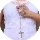 Terço de noiva de cristal Tcheco especial furta cor de 12mm - Níquel free importado antialérgico (Rosário de noiva)