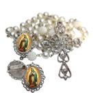 Terço de Noiva de Luxo Arabesco com Broche de Lapela Nossa Senhora de Guadalupe Qualidade Resinado Alto Padrão Premium