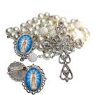 Terço de Noiva de Luxo Arabesco com Broche de Lapela Nossa Senhora Mistica Qualidade Resinado Alto Padrão Premium Casam