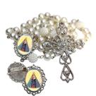 Terço de Noiva de Luxo Arabesco com Broche de Lapela Nossa Senhora Nazare Qualidade Resinado Alto Padrão Premium Casame