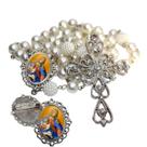 Terço de Noiva de Luxo Arabesco com Broche de Lapela Nossa Senhora Rosario Qualidade Resinado Alto Padrão Premium Casam