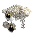 Terço de Noiva de Luxo Arabesco com Broche de Lapela Santa Faustina Qualidade Resinado Alto Padrão Premium Casamento Ca