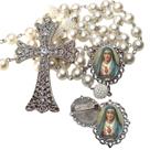 Terço de Noiva de Luxo Cravejado com Broche de Lapela Nossa senhora das Dores Qualidade Resinado Alto Padrão Premium C Terço de Noiva de Luxo Cravejado com Broche de Lapela Nossa senhora das Dores Qualidade Resinado Alto Padrão Premium C