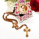 Terço de Nossa Senhora Rosa Mística com Caixa em MDF
