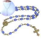 Terço de pescoço de cristal Tcheco azul claro 4mm - Folheado à ouro 18k (Rosário para pescoço)