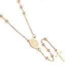 Terço de Pescoço Masculino e Feminino em Aço Inox Dourado Resistente à Água Corrente de Fé 60cm