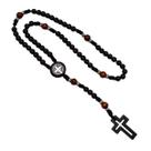 Terço de São Bento madeira preta crucifixo vazado AR3924
