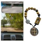 Terço Dezena Retrovisor Carro Medalha de São Bento Madeira