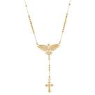 Terço Divino Espírito Santo para Pescoço com Strass Folheado Dourado Luxo 4mm