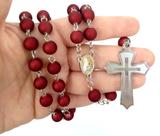 Terço Dos Homens Vermelho Com Cruz Em Aço Inoxidável Terço Dos Homens Vermelho Com Cruz Em Aço Inoxidável