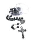 Terço Hematita Medalha de São Bento Com Crucifixo