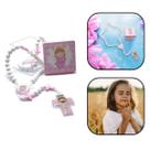 Terço Infantil Menina Anjo da Guarda Rosa com Caixinha